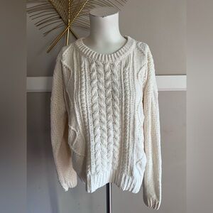 SO Women's Cable Knit Sweater - White Size L